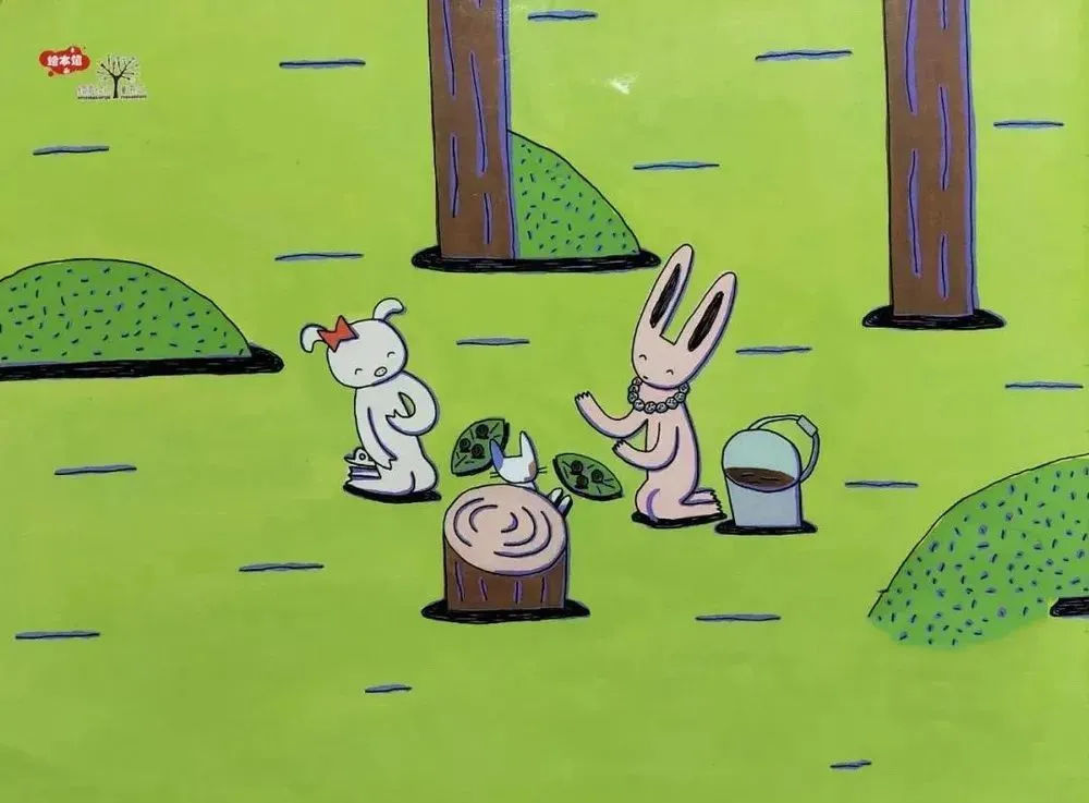 兔子撞树桩怎么画_树桩打兔子_兔子砍树